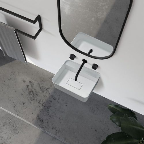 Раковина из искусственного камня Abber STEIN AS2626 50х40 подвесная цвет белый без отверстий под смеситель - фото 4