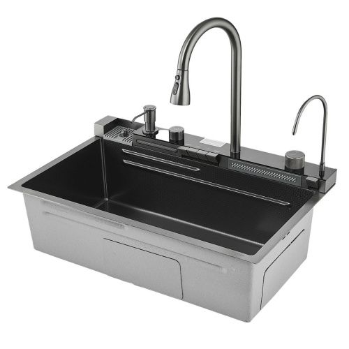 Кухонная мойка Savol S-SC001Q 75х45 цвет серый поверхность матовая - фото 2