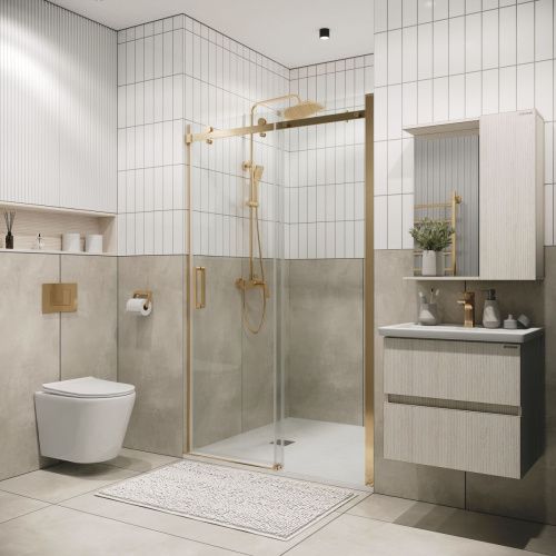 Душевая дверь Grossman Classic 100.K33.04.120.32.00 120х195 стекло прозрачное профиль золото - фото 3