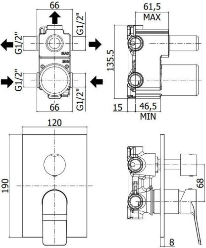Смеситель для душа Paffoni Tilt TI019BO/M встраиваемый в стену белый - фото 2