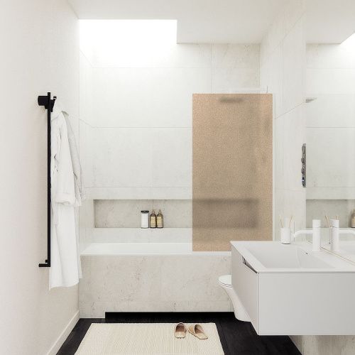 Душевая шторка на ванну Maybah Glass MGV-77-1у 90х140 стекло тонированное профиль белый ориентация универсальная - фото 2