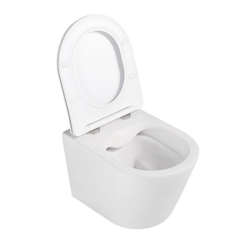 Унитаз подвесной Abber Bequem AC1102MW белый с сиденьем микролифт безободковый каскадный смыв - фото 4