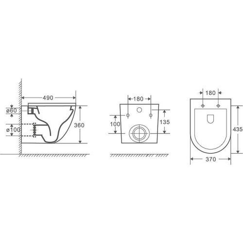 Унитаз подвесной WeltWasser 10000011164 черный с сиденьем микролифт безободковый смыв торнадо - фото 2