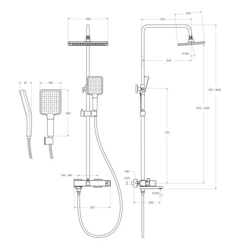 Душевая стойка BelBagno ARDENTE ARDENTE-VSCM-CRM настенная цвет хром - фото 3