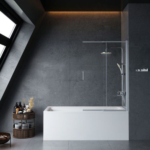 Комплект акриловой ванны с душевой системой со шторкой и аксессуарами Am.Pm Inspire V2.0 WK52EB 180х80 пристенная прямоугольная с каркасом - фото 2