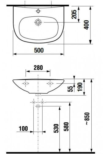 Раковина из сантехнического фарфора Jika Zeta 8103900001049 50х40 подвесная цвет белый 1 отверстие под смеситель - фото 5