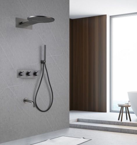 Душевая система Abber AF8150NG встраиваемая в стену цвет серый с термостатом - фото 2