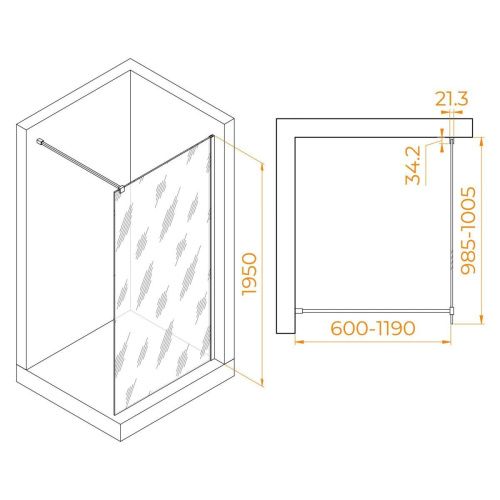 Душевая перегородка RGW Walk In 351000110-11 100х195 стекло прозрачное профиль хром - фото 2