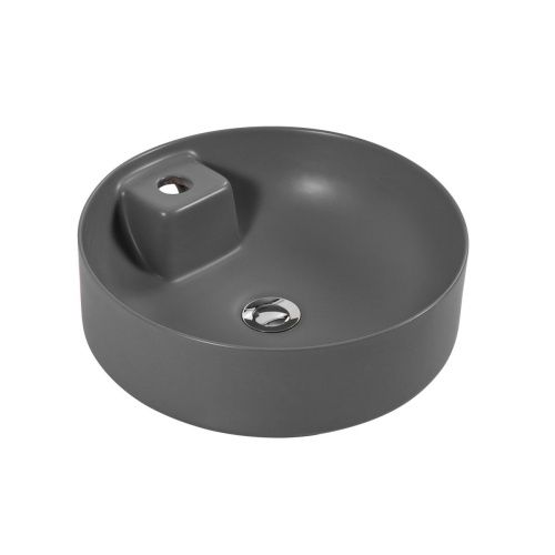 Раковина из сантехнического фарфора Aquatek ЕВРОПА AQ5212-MG 40х40 накладная цвет серый 1 отверстие под смеситель - фото 3