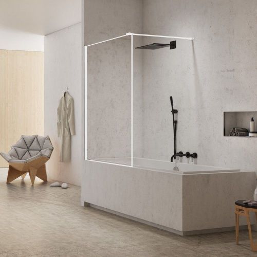 Душевая шторка на ванну New Trendy NEW MODUS White EXK-2351-WP 90х150 стекло прозрачное профиль белый ориентация универсальная - фото 2