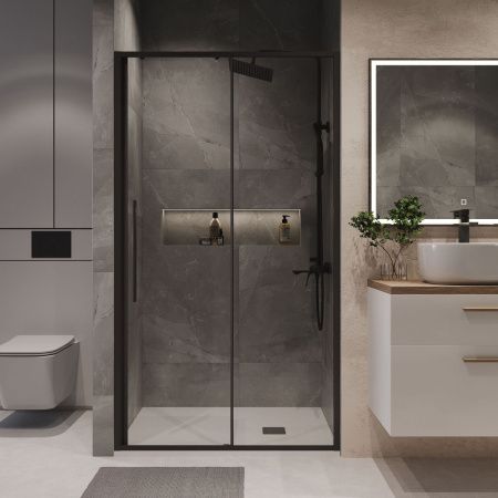 Душевая дверь Niagara Nova NG-84-14AB 140х195 стекло прозрачное профиль черный