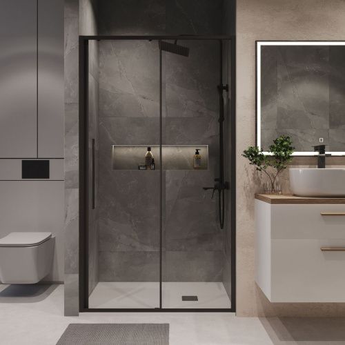 Душевая дверь Niagara Nova NG-84-14AB 140х195 стекло прозрачное профиль черный - фото 4