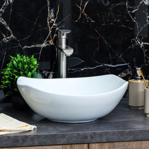 Раковина из сантехнического фарфора Melana 320329-805 40х40 накладная цвет белый без отверстий под смеситель - фото 4