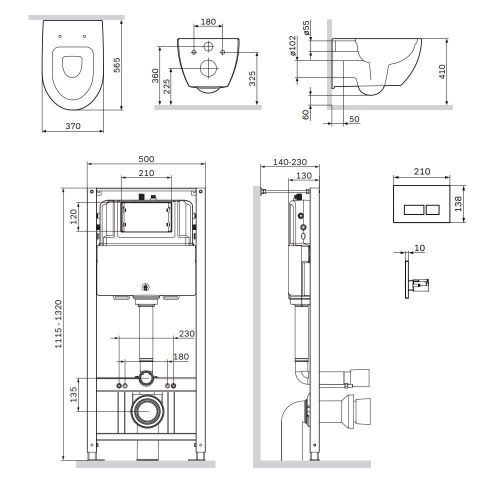 Комплект унитаз с инсталляцией с клавишей смыва Am.Pm Awe IS47001.111700 - фото 5
