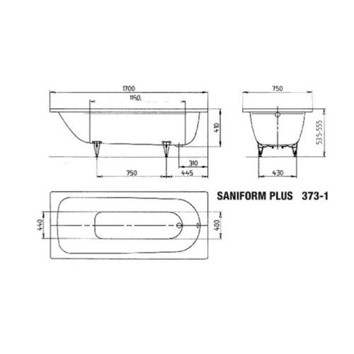 Ванна стальная Kaldewei Saniform Plus 128 112600010001 170х75 пристенная прямоугольная с ножками - фото 5