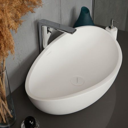 Раковина из искусственного камня MonteBianco Onda 11020 60х40 накладная цвет белый без отверстий под смеситель