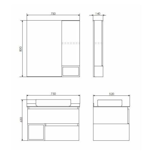 Тумба с раковиной Comforty Прага 00-00014832CF 80х50 подвесная цвет серый - фото 2