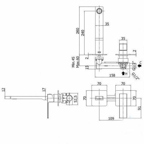 Смеситель для раковины Paffoni Elle EL106NO70 встраиваемый в стену черный - фото 2
