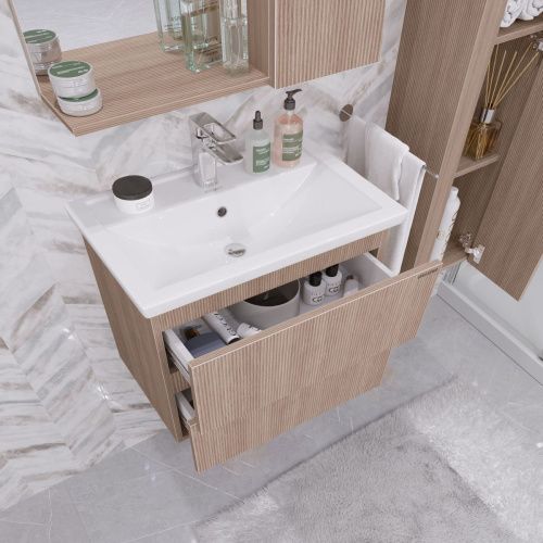 Тумба под раковину Grossman Юнит 2070131 70х50 подвесная цвет коричневый - фото 4