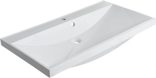 Раковина из искусственного камня Aquanet Нота 00284114 90х50 полувстраиваемая цвет белый 1 отверстие под смеситель - фото 2