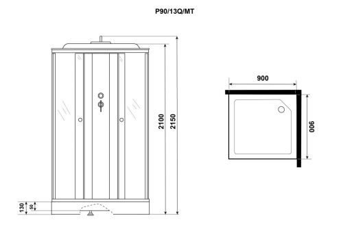 Душевая кабина Niagara Promo P90/13Q/MT 90х90 квадратная с крышей ориентация универсальная - фото 4