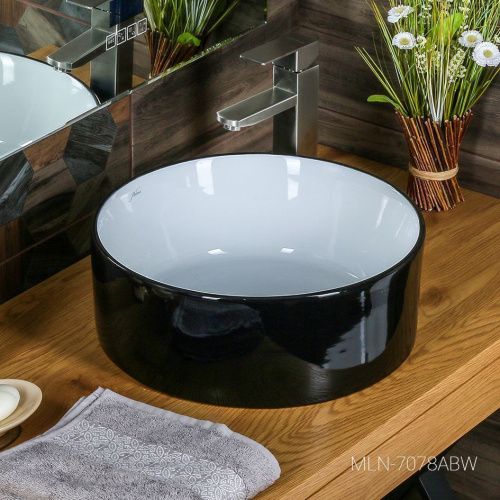 Раковина из сантехнического фарфора Melana 7078ABW-805 40х40 накладная цвет черный без отверстий под смеситель - фото 3