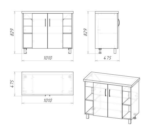 Тумба под раковину Grossman Флай 101002 100х40 напольная цвет серый/коричневый - фото 4