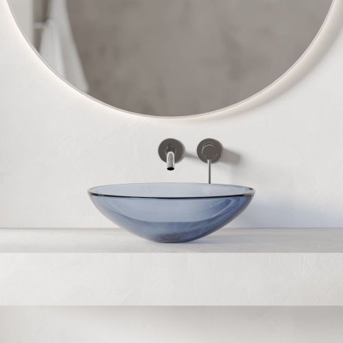 Раковина из полиэфирной смолы Abber Kristall AT2802Saphir 50х40 накладная цвет синий без отверстий под смеситель - фото 2