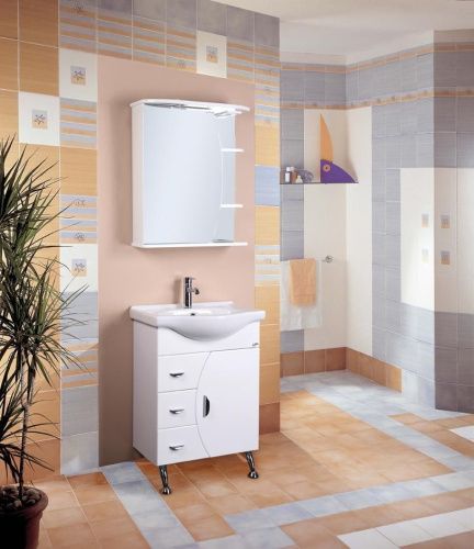 Тумба под раковину Onika Луна 106005 60х30 подвесная цвет белый/бежевый - фото 2