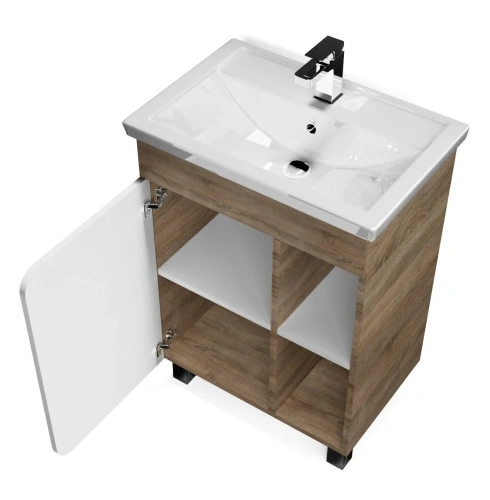 Тумба под раковину 1MarKa Nuvo У76062 60х40 цвет белый/коричневый - фото 4