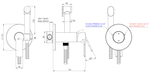 Гигиенический душ со смесителем Mariani B14185KLW черный - фото 4