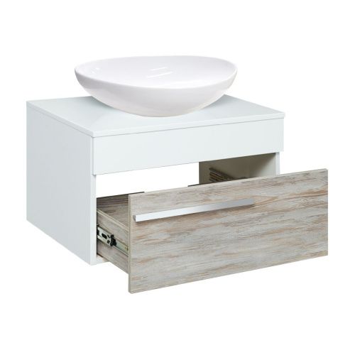 Тумба под раковину Runo ВУДЛАЙН 00-00001009 70х50 подвесная цвет серый/белый - фото 3