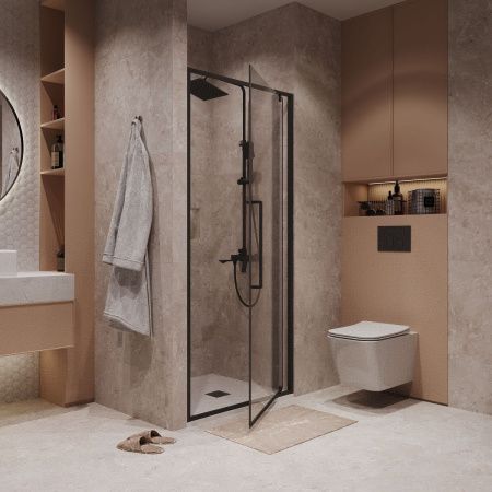 Душевая дверь Niagara Nova NG-85-10AB 100х195 стекло прозрачное профиль черный