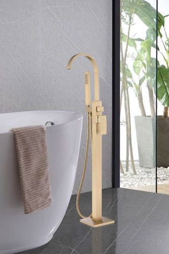 Смеситель Abber Wasserfall AF8615G напольный золото - фото 2