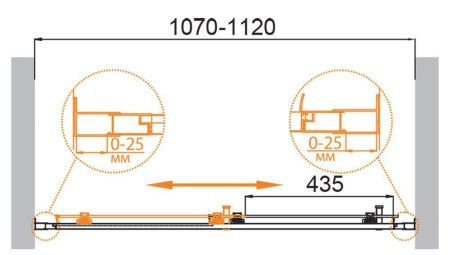 Душевая дверь Cezares MOLVENO MOLVENO-BF-1-110-P-Cr 110х195 стекло рифленое профиль хром