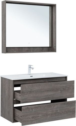 Тумба под раковину Aquanet Милан 00336375 100х50 подвесная цвет коричневый - фото 5