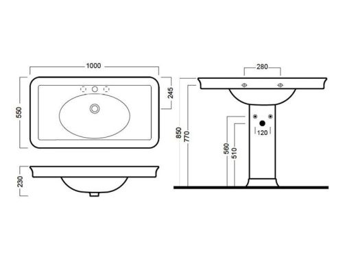 Раковина из сантехнического фаянса Hatria DOLCEVITA Y0F001 100х60 подвесная цвет белый - фото 3