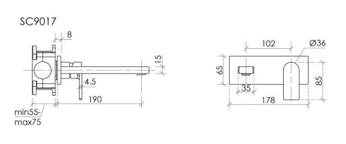 Смеситель для раковины Sancos Studio SC9017BG встраиваемый в стену золото - фото 5