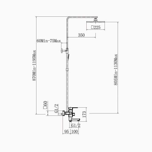 Душевая стойка Fashun A2420 настенная цвет хром - фото 3