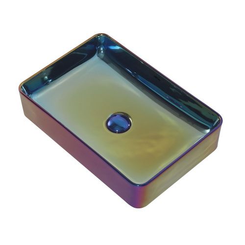 Раковина из сантехнического фаянса Abber RECHTECK AC2207Regen 50х30 накладная цвет хамелеон без отверстий под смеситель - фото 3