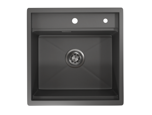Кухонная мойка Granula Kitchen Space 5051, ГРАФИТ МАТОВЫЙ 50х50 цвет черный поверхность матовая - фото 3