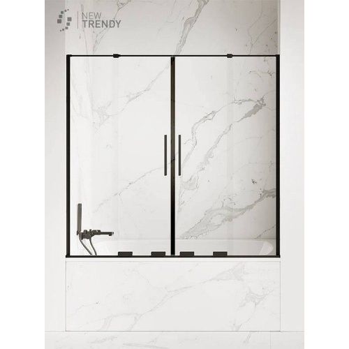 Душевая шторка на ванну New Trendy Smart Black EXK-4209 150х150 стекло прозрачное профиль черный ориентация универсальная - фото 2