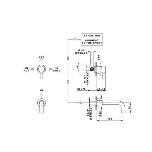 Смеситель для раковины Nicolazzi Olympus 3778EXTCR встраиваемый в стену хром (внешняя часть) - фото 2