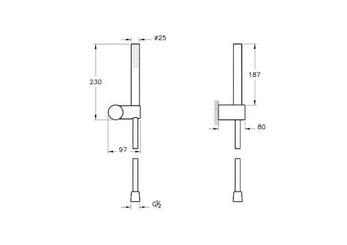 Душевой гарнитур Vitra Origin A4554336 настенный черный - фото 2