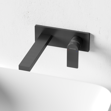 Смеситель для раковины Sancos Studio SC9017GG встраиваемый в стену вороненая сталь