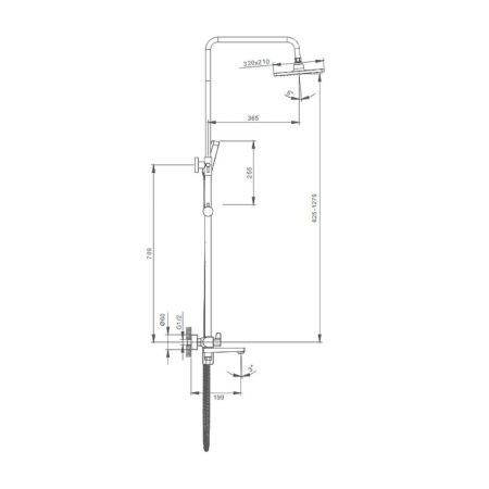 Душевая стойка Splenka S02.24.06 настенная цвет черный