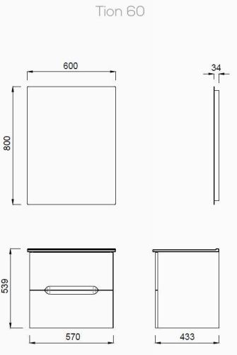 Тумба с раковиной Creavit Tion TN0060.42 60х40 - фото 2