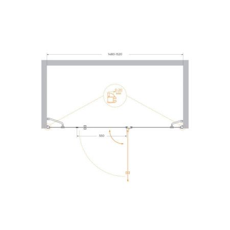 Душевая дверь Cezares VERONA VERONA-W-B-13-30+60/60-P-Cr-R 150х195 стекло рифленое профиль хром