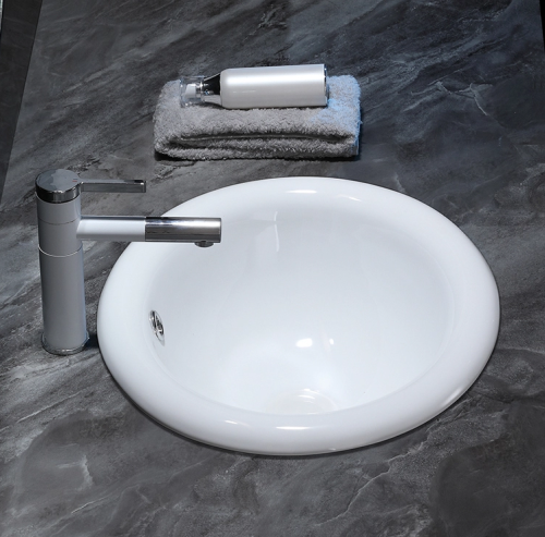 Раковина из сантехнического фаянса CeramaLux 1203 50х40 встраиваемая цвет белый без отверстий под смеситель - фото 4