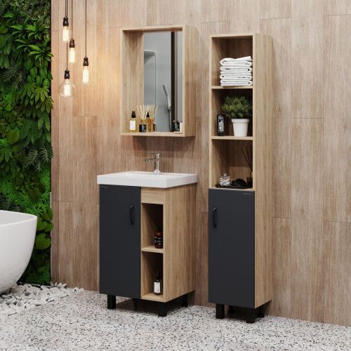 Тумба под раковину Onika Тимбер 105035 50х40 напольная цвет белый/бежевый - фото 5